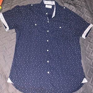 Paper, denim, and cloth button up